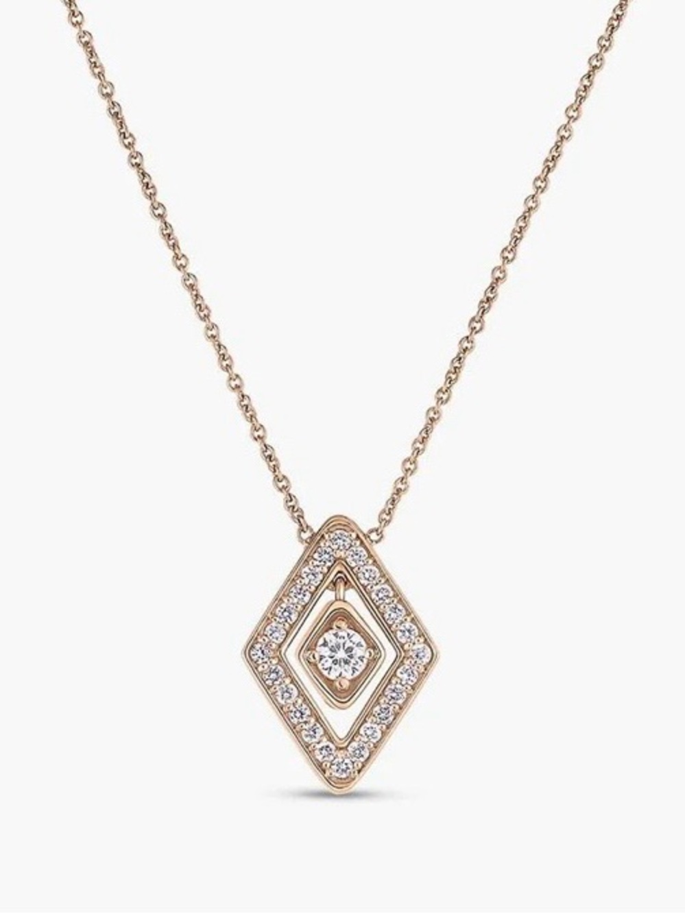 ROBERTO COIN 18 KARAT ROSE GOLD DIAMANTE DIAMOND HALO PENDANT NECKLACE NEW